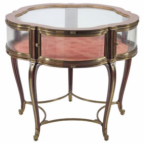 FRENCH TRANSITIONAL STYLE BRONZE-MOUNTED VITRINE TABLE