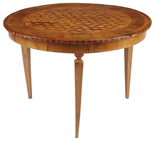 ITALIAN NEOCLASSICAL PARQUETRY-INLAID ROUND COFFEE TABLE