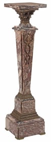 FRENCH LOUIS XVI STYLE BRONZE-MOUNTED MARBLE PEDESTAL, 47"H