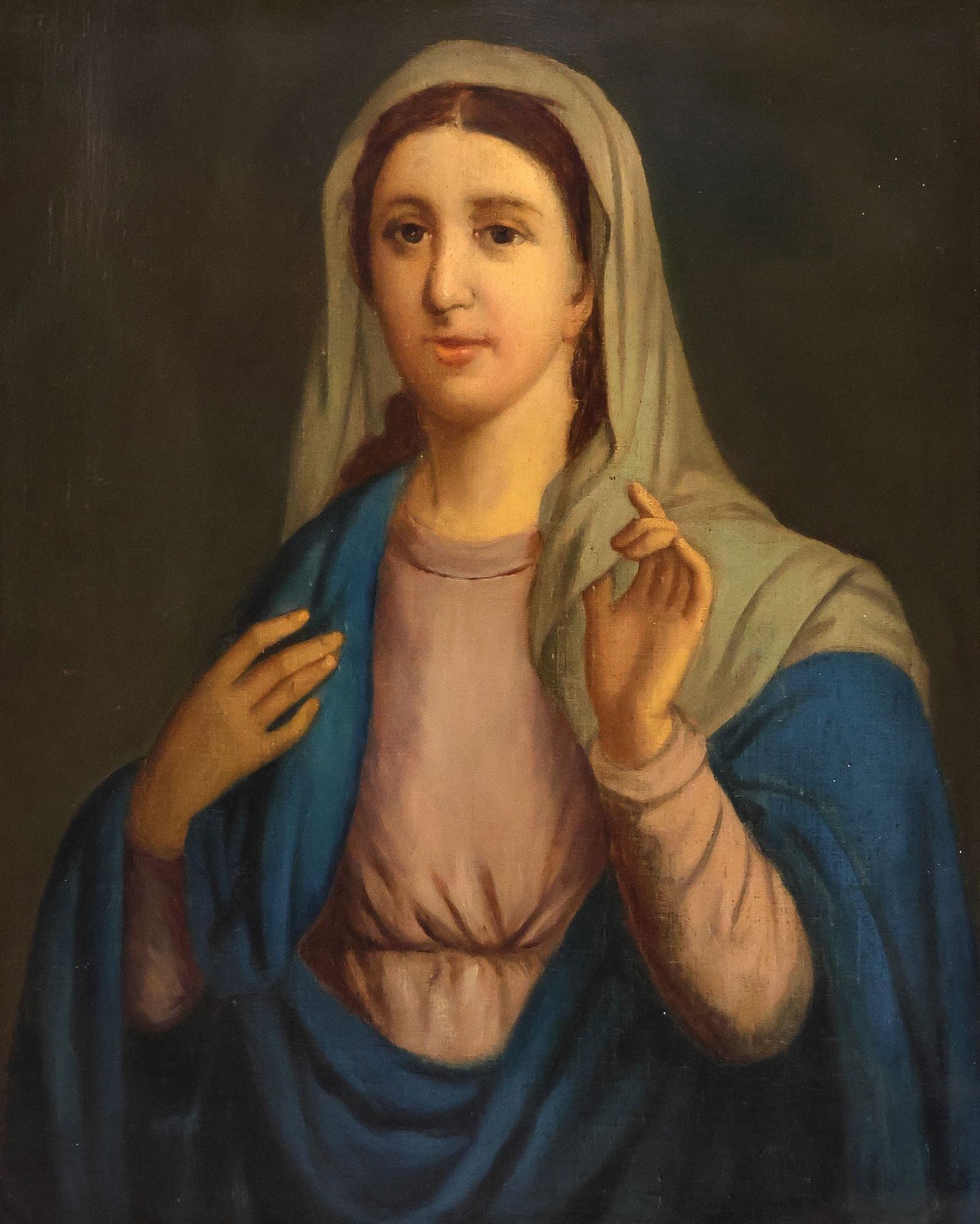 FRAMED CONTINENTAL SCHOOL PAINTING OF THE VIRGIN MARY (1 of 3)