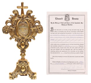 2ND & 3RD-CLASS RELICS OF THE BLESSED VIRGIN MARY IN RELIQUARY WITH COA