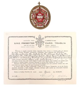 THECA RELIQUARY CONTAINING 1ST & 2ND-CLASS RELICS OF 9 SAINTS WITH COA