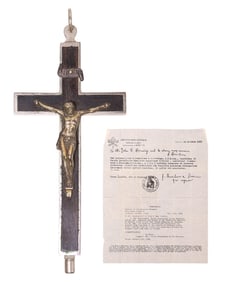 GERMAN PECTORAL RELIQUARY CROSS WITH 12 SAINTS & AGNUS DEI WITH COA