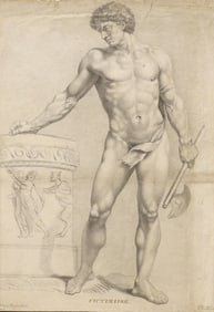 JOHANN HEINRICH LIPS (1758-1817) DRAWING MALE NUDE 'VICTIMAIRE'
