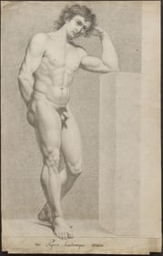 JOHANN HEINRICH LIPS (1758-1817) DRAWING MALE NUDE 'FIGURE ACADEMIQUE'