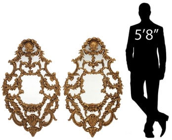 (2) LARGE ROCOCO STYLE GILTWOOD MIRRORS, 55" X 33"