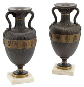 (2) CONTINENTAL NEOCLASSICAL PATINATED BRONZE AMPHORA