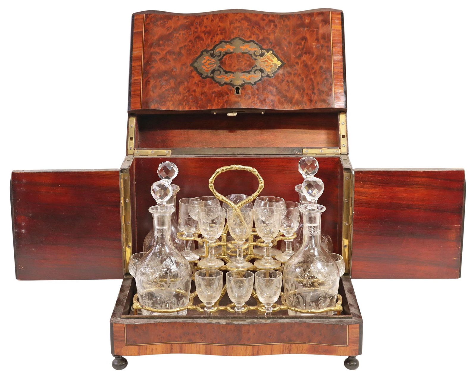 FRENCH NAPOLEON III PERIOD INLAID BURLWOOD CAVE A LIQUEUR (1 of 5)