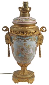 FRENCH ORMOLU-MOUNTED SEVRES STYLE PORCELAIN VASE 1-LT TABLE LAMP