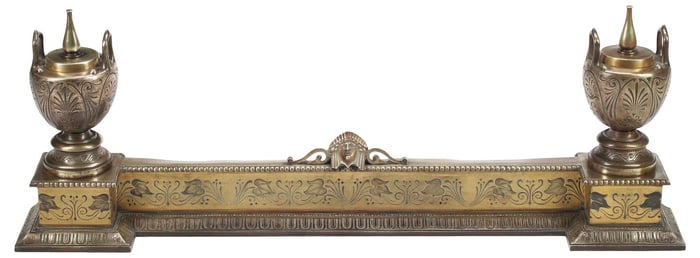 FRENCH EMPIRE STYLE GILT-BRONZE FIRE FENDER