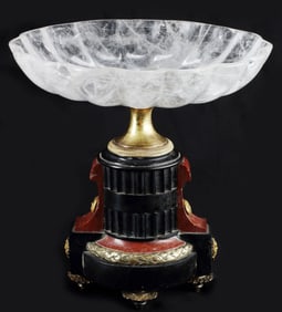 FRENCH MARBLE & ROCK CRYSTAL TAZZA-FORM GARNITURE