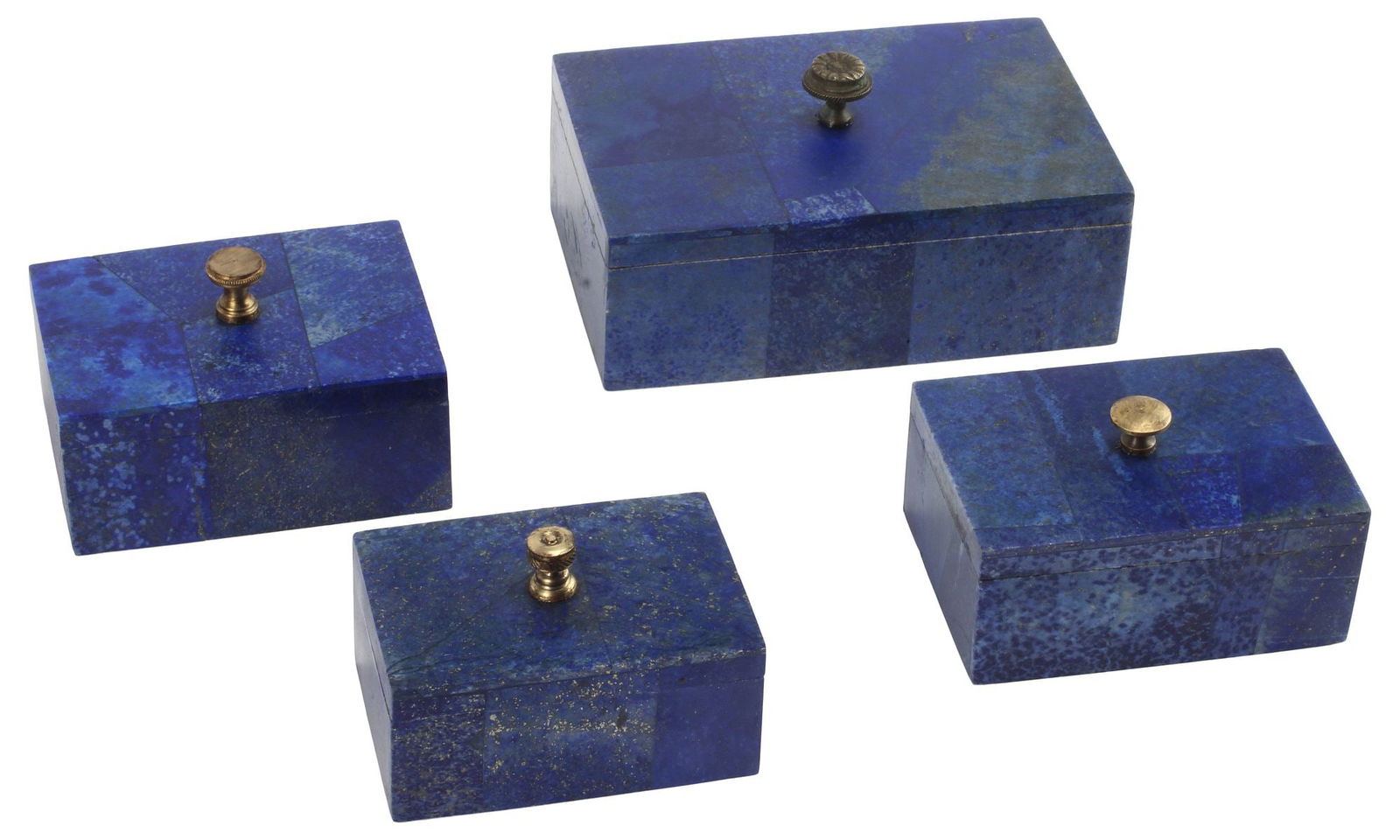 (4) LAPIS LAZULI-CLAD WHITE STONE TABLE BOXES (1 of 3)