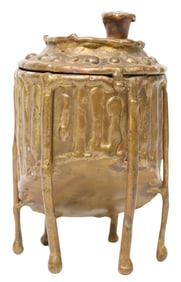 BRUTALIST SCULPTURAL BRASS TRINKET BOX, MEXICO