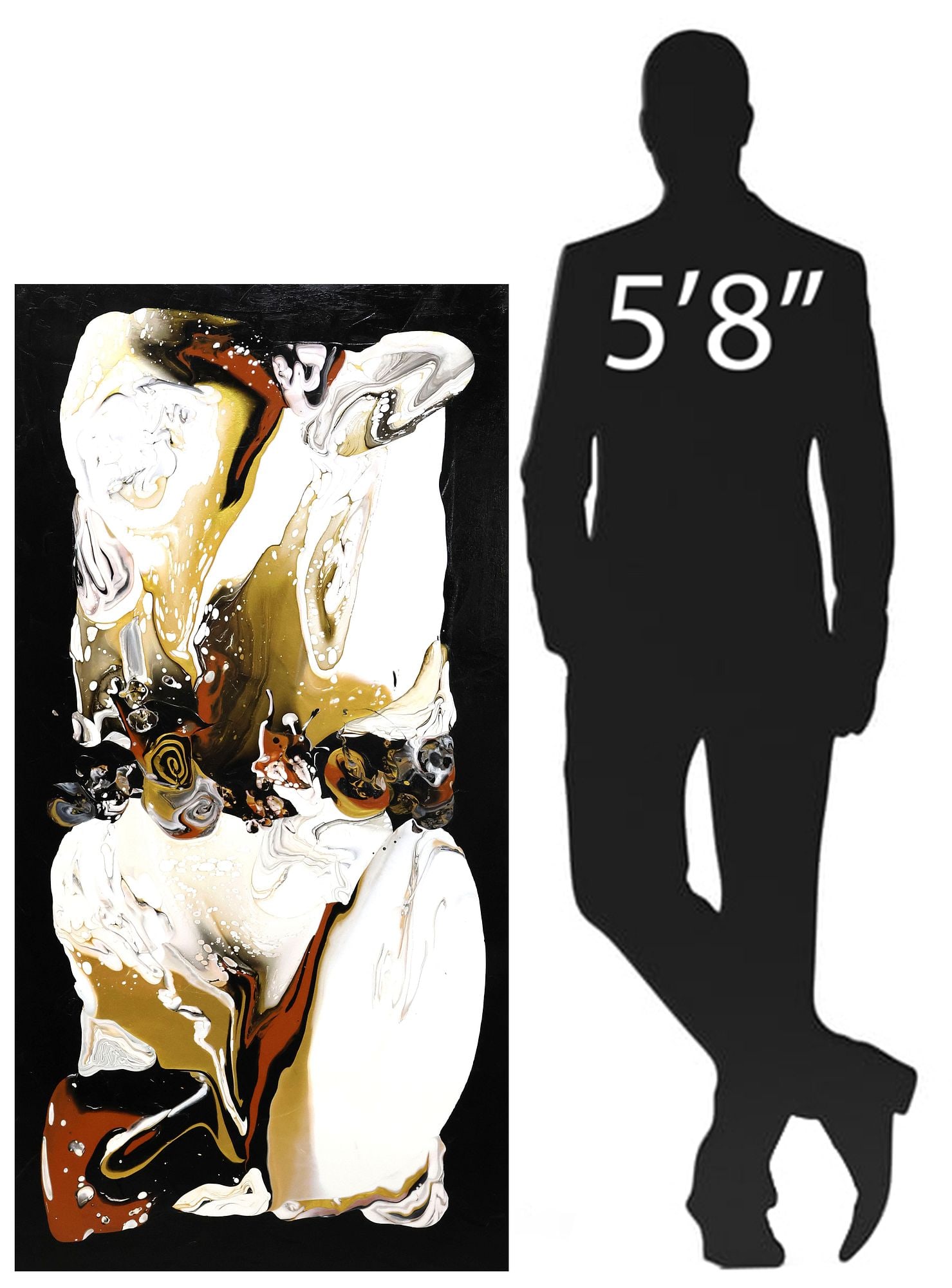 PETRONELLA GREER (B.1945) PAINTING 'CAUGHT IN THE MIDDLE' 48" X 24": Gallery-wrapped acrylic on canvas painting, "Caught in the Middle," signed verso Petronella Greer (Texas, b.1945), titled on back stretcher, accompanied by certificate of authenticity issued by the ar