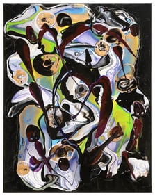 PETRONELLA GREER (B.1945) PAINTING 'PURPLE LACE' 28" X 22"