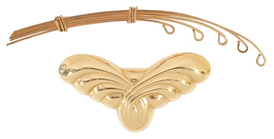 (2) ESTATE 14KT YELLOW GOLD SLIDE PENDANT & BROOCH