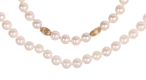 (2) ESTATE 14KT YELLOW GOLD & CULTURED PEARL BEADED NECKLACE & BRACELET
