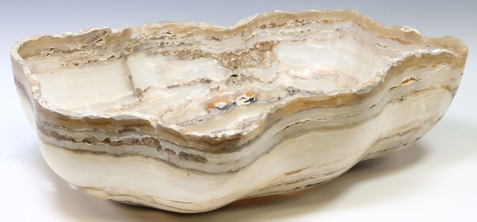 LARGE GEOLOGICAL NATURAL EDGE ONYX BOWL, 26.5"W (1 of 4)