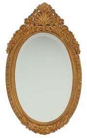 LOUIS XV STYLE GILT BEVELED OVAL MIRROR, 43.75" X 25.5"