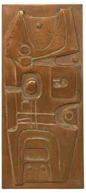 NERONE & PATUZZI (ATTRIB) MID-CENTURY COPPER-CLAD BAS-RELIEF PANEL