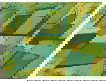 JAMES D. FINN (20TH C.) MODERN GEOMETRIC PAINTING, 40" X 54"