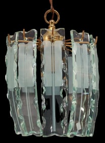 ITALIAN MID-CENTURY MODERN CRYSTAL CHANDELIER / CEILING LIGHT