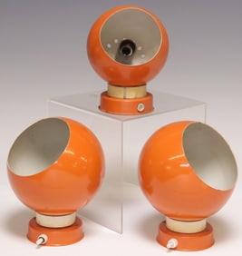 (3) REGGIANI STYLE MID-CENTURY MODERN GLOBULAR 1-LT TABLE LAMPS