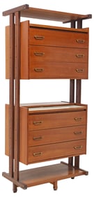 ITALIAN MID-CENTURY MODERN TEAK MODULAR BUREAU BOOKCASE