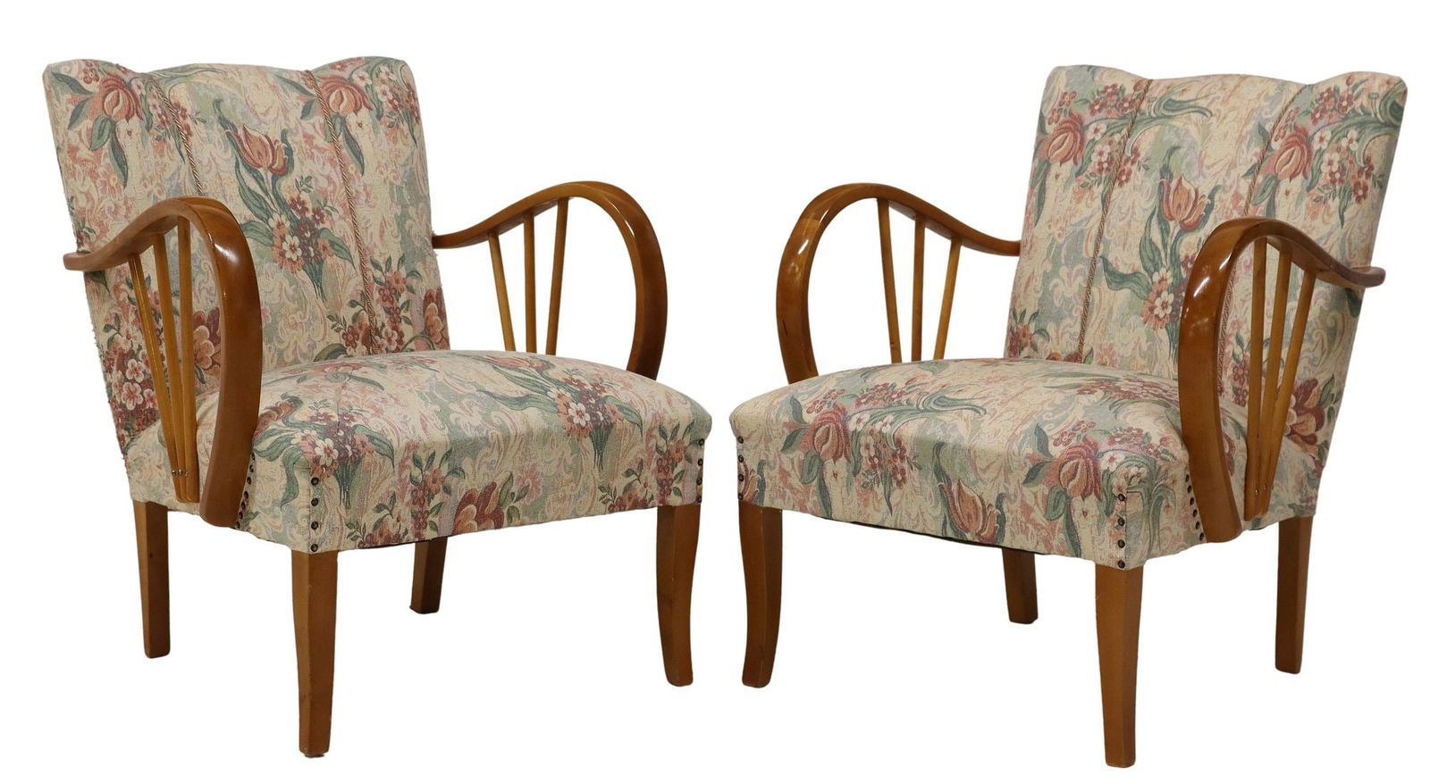 (2) SWEDISH MID-CENTURY MODERN UPHOLSTERED ARMCHAIRS (1 of 3)