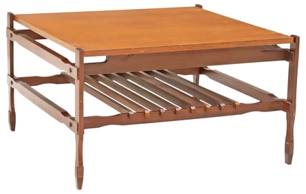 ITALIAN MID-CENTURY MODERN TEAK SQUARE COFFEE TABLE