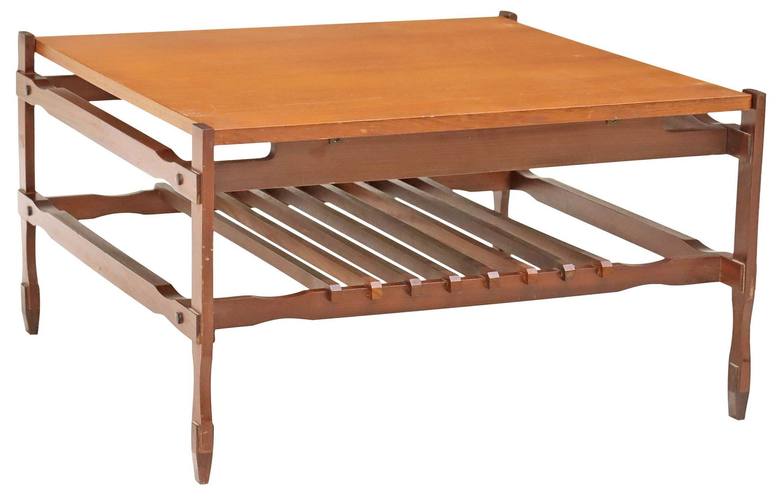 ITALIAN MID-CENTURY MODERN TEAK SQUARE COFFEE TABLE (1 of 4)