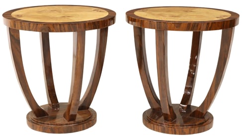 (2) ART DECO STYLE ROUND SIDE TABLES