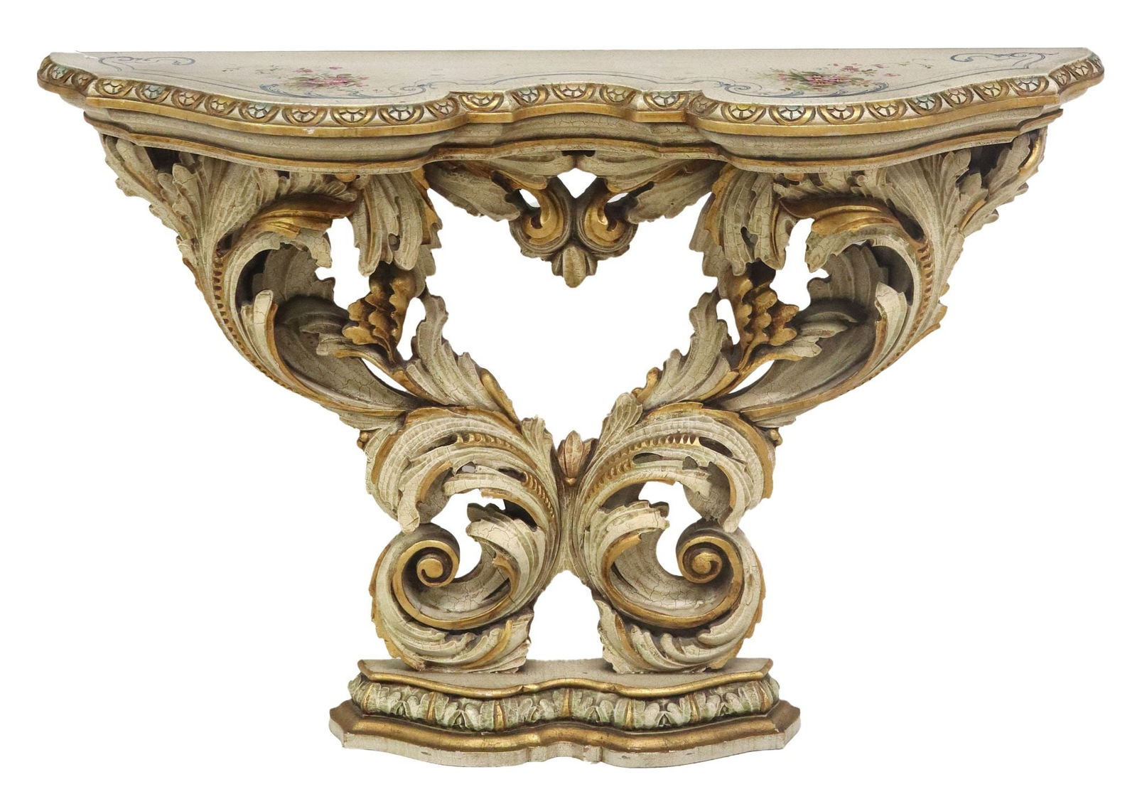 VENETIAN BAROQUE STYLE PARCEL-GILT & PAINTED CONSOLE TABLE (1 of 3)