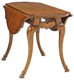 DROP-LEAF QUATREFOIL-FORM TABLE ON HOOF FEET