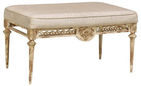 LOUIS XVI STYLE PAINTED & UPHOLSTERED BENCH