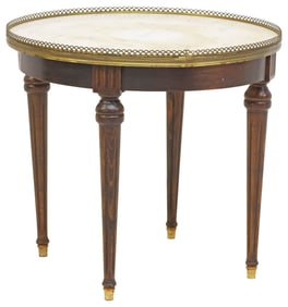 FRENCH LOUIS XVI BOUILLOTTE-STYLE MARBLE-TOP LOW SIDE TABLE
