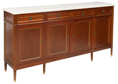 FRENCH LOUIS XVI STYLE MARBLE-TOP MAHOGANY SIDEBOARD