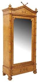 FRENCH BIRD'S EYE MAPLE & FAUX BAMBOO ARMOIRE