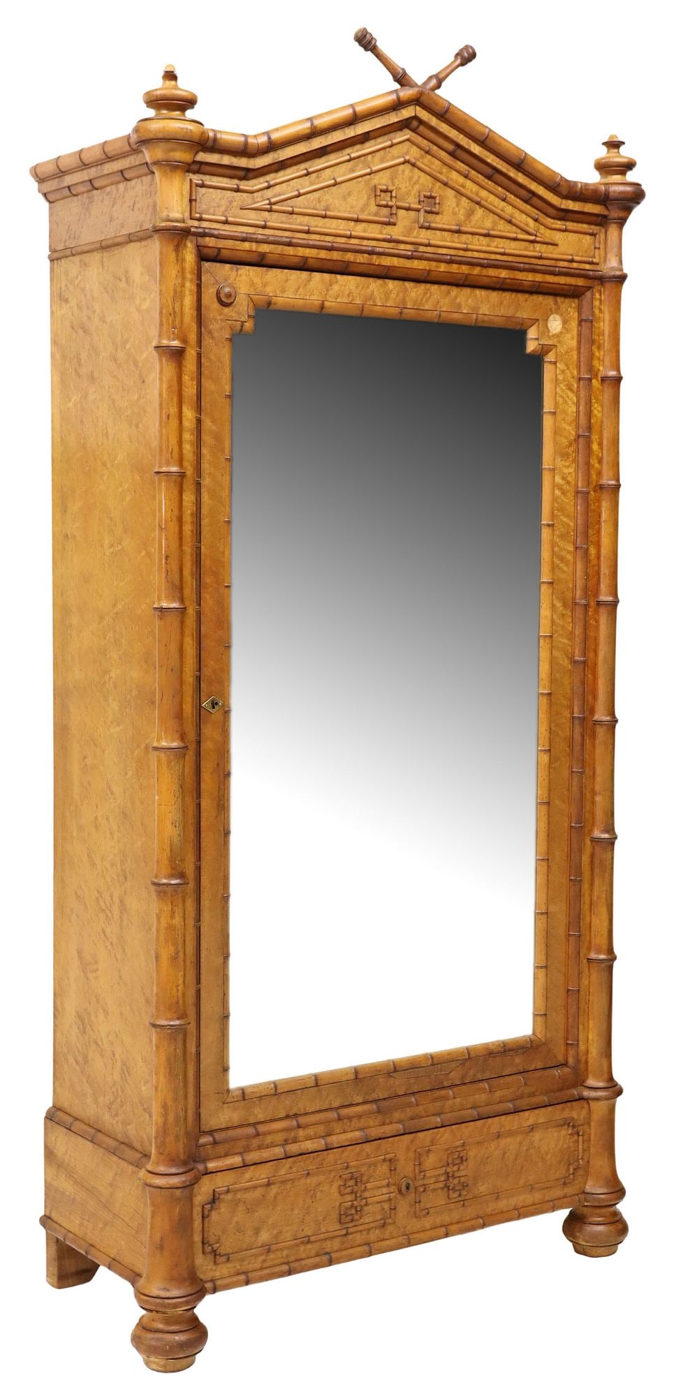 FRENCH BIRD'S EYE MAPLE & FAUX BAMBOO ARMOIRE (1 of 6)