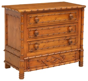 FRENCH PINE FAUX BAMBOO COMMODE