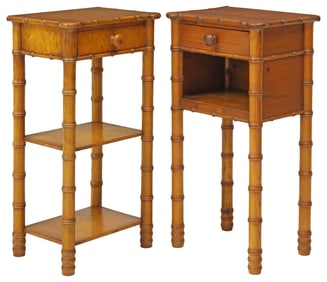 (2) FRENCH NIGHTSTANDS WITH FAUX BAMBOO TURNINGS
