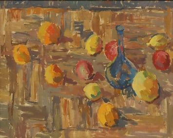 FRAMED EXPRESSIONIST STILL LIFE PAINTING, 24" X 30"