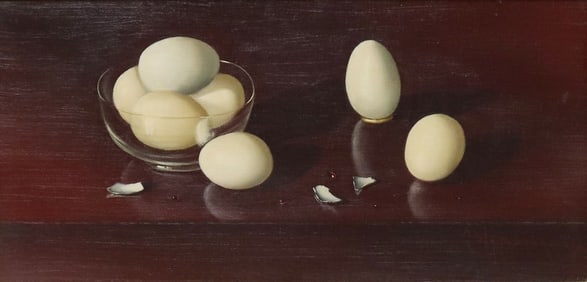 CARLO WAHLBECK (B.1933) OIL PAINTING STILL LIFE WITH EGGS