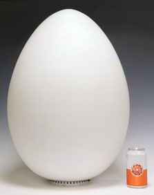 LARGE FONTANA ARTE 'UOVO' GLASS EGG SHELL-FORM LAMP, 24.5"H