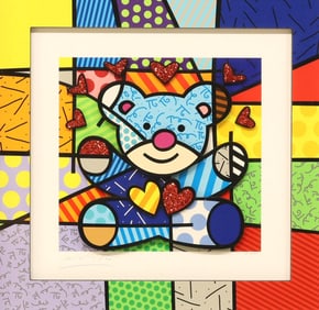 ROMERO BRITTO (B.1963) LIMITED EDITION SIGNED SCULPTOGRAPH, 'HUGS'