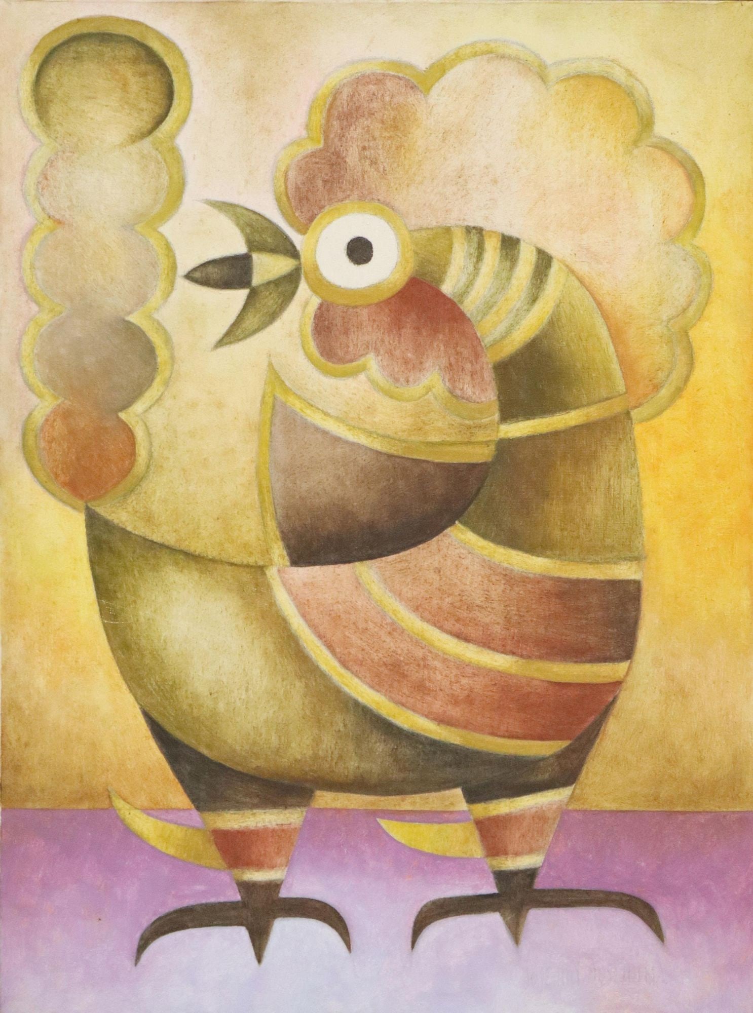 JOSE MARIA DE SERVIN (1917-1983) ROOSTER OIL ON CANVAS: Framed oil painting on canvas, Gallo, signed lower right Jose Ma. de Servin (Jose Maria de Servin, Mexican-American, 1917-1983), small hole at lower left canvas, sight: approx 23.75"h, 17.75"w, overal