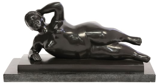 AFTER FERNANDO BOTERO BRONZE SCULPTURE, 'RECLINING NUDE'