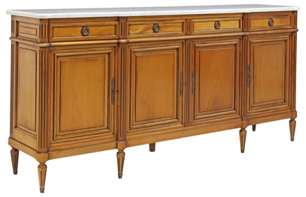FRENCH LOUIS XVI STYLE MARBLE-TOP MAHOGANY SIDEBOARD