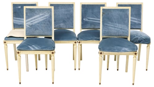 (6) FRENCH LOUIS XVI STYLE WHITE-PAINTED DINING CHAIRS