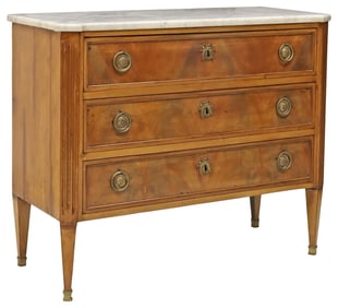 FRENCH LOUIS XVI STYLE MARBLE-TOP MAHOGANY COMMODE